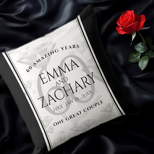 Elegant 60. Diamond Wedding Jubiläum Kissen