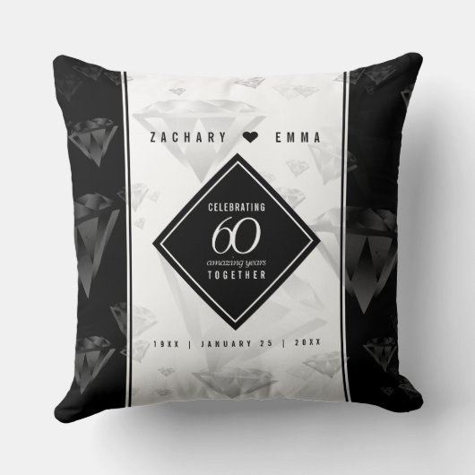 Elegant 60. Diamond Wedding Jubiläum Kissen (Rückseite)