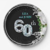 Elegant 60. Diamond Wedding Jubiläum Pappteller (Vorderseite)