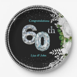 Elegant 60. Diamond Wedding Jubiläum Pappteller