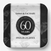 Elegant 60. Diamond Wedding Jubiläum Pappteller (Vorderseite)