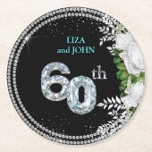 Elegant 60. Diamond Wedding Jubiläum Runder Pappuntersetzer (Vorderseite)