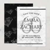 Elegant 60. Diamond Wedding Jubiläum Save The Date (Vorne/Hinten)
