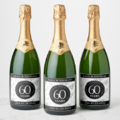 Elegant 60. Diamond Wedding Jubiläum Schaumweinetikett (Flaschen)