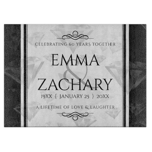 Elegant 60. Diamond Wedding Jubiläum Schneidebrett (Vorderseite)