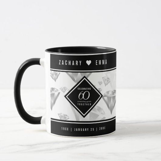 Elegant 60. Diamond Wedding Jubiläum Tasse (Links)