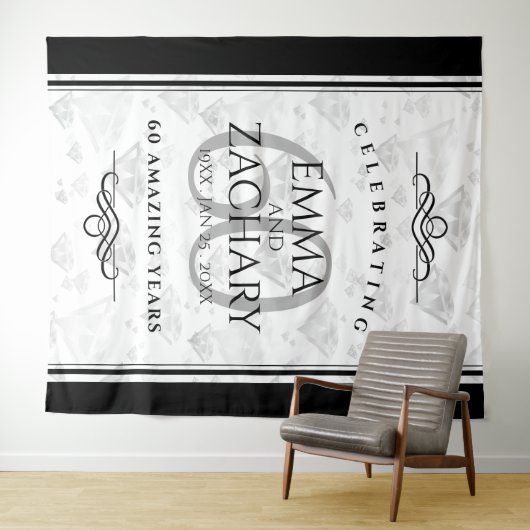 Elegant 60. Diamond Wedding Jubiläum Wandteppich (Beispiel (Horizontal))