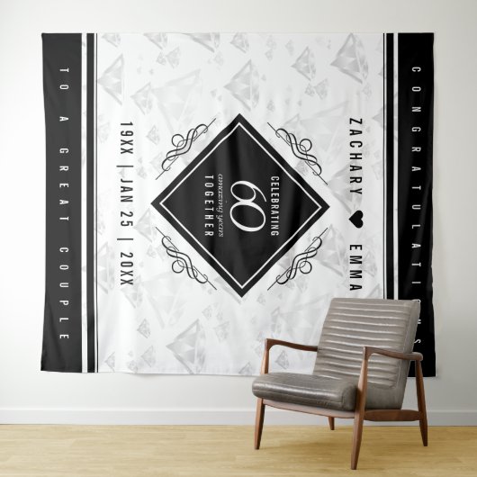 Elegant 60. Diamond Wedding Jubiläum Wandteppich (Beispiel (Horizontal))