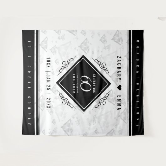 Elegant 60. Diamond Wedding Jubiläum Wandteppich (Vorderseite (Horizontal))