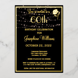 Elegant 60 Geburtstag Black REAL Gold Folieneinladung