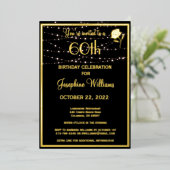 Elegant 60 Geburtstag Black REAL Gold Folieneinladung (Stehend vorne)