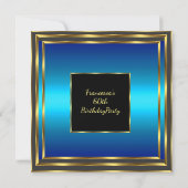 Elegant 60. Geburtstag Blue Ocean Gold Einladung (Rückseite)