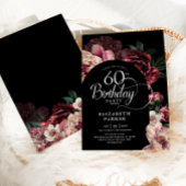 Elegant 60. Geburtstag Burgundy Pink Peonies Einladung