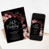 Elegant 60. Geburtstag Burgundy Pink Peonies Einladung