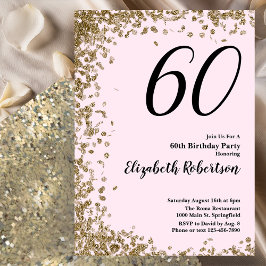 Elegant 60. Geburtstag Einladung Pink Gold Sequin