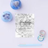 Elegant 60. Geburtstag Floral Silber Einladung Flyer (Einzeln)