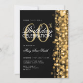 Elegant 60. Geburtstag Glam Glitzern Gold & Black Einladung (Vorderseite)