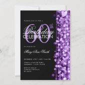Elegant 60. Geburtstag Glam Glitzern Lila Einladung (Vorderseite)