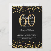 Elegant 60. Geburtstag Programm Menü Gold Black (Vorderseite)
