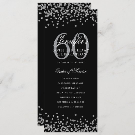 Elegant 60. Geburtstag Programm Silver Black (Vorne/Hinten)