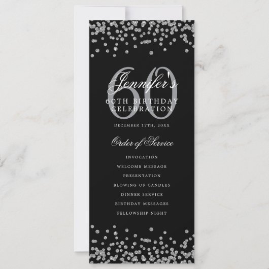 Elegant 60. Geburtstag Programm Silver Black (Vorderseite)