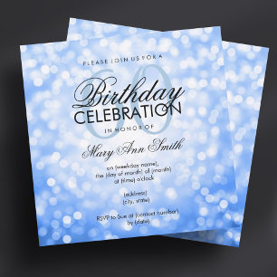 Elegant 60. Geburtstagsparty Blue Glitzer Lights Einladung