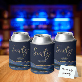 Elegant 60. Geburtstagsparty Blue Gold Agate Dosenkühler