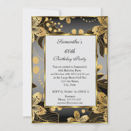 Elegant 60. Geburtstagsparty Einladung Gold Gray