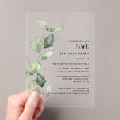 Elegant 60. Geburtstagsparty Eukalyptus Acryleinladungen (Insitu (Handheld))