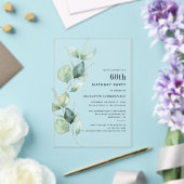 Elegant 60. Geburtstagsparty Eukalyptus Acryleinladungen (In Situ (Hochzeit))