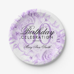 Elegant 60. Geburtstagsparty Floral Lila Pappteller
