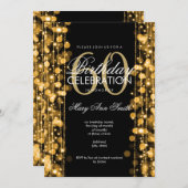Elegant 60. Geburtstagsparty Glitzern Gold Einladung (Vorne/Hinten)