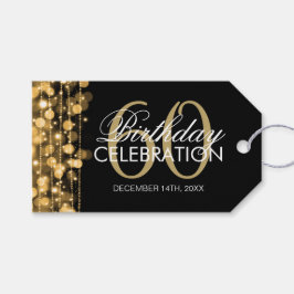 Elegant 60. Geburtstagsparty Glitzern Gold Geschenkanhänger