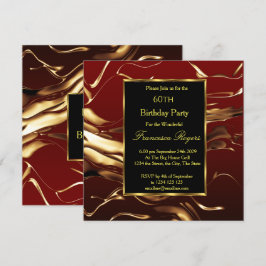 Elegant 60. Geburtstagsparty Gold Burgund Black Einladung