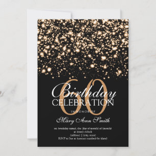 Elegant 60. Geburtstagsparty Gold Midnight Glam Einladung