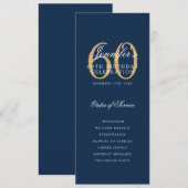 Elegant 60. Geburtstagsparty Programm Navy Gold (Vorne/Hinten)