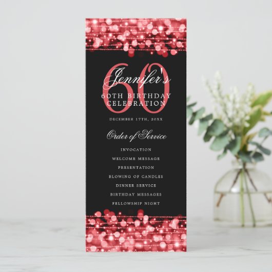 Elegant 60. Geburtstagsparty Programm Red (Stehend Vorderseite)