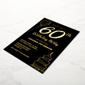 Elegant 60. Geburtstagsparty Real Gold Folieneinladung (Gedreht)