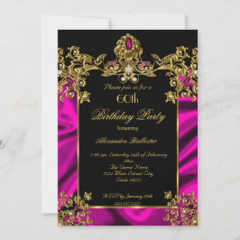 Elegant 60. Geburtstagsparty Silk Rich Pink Gold Einladung