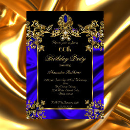 Elegant 60. Geburtstagsparty Silk Ruby Blue Gold Einladung