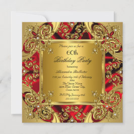Elegant 60. Geburtstagsparty Silk Ruby Red Gold Einladung