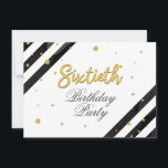 Elegant 60. Geburtstagsschrift Einladung<br><div class="desc">Moderne Schwarz-weiße 60. Geburtstagsparty Einladung. Senden Sie die Einladungen für das kommende Meilenstein-Party mit unserer 60. Geburtstagsfeier Schwarz-weiß Stripe Einladung. Mit wunderschöner botanischer Aquarellblüte. Personalisieren Sie diese Karte vollständig mit den Party-Details, indem Sie auf die Schaltfläche Anpassen, um den Stil und die Platzierung des Textes weiter zu ordnen und zu...</div>