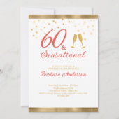 Elegant 60 & Sensational Gold und Rosa Geburtstag Einladung (Vorderseite)
