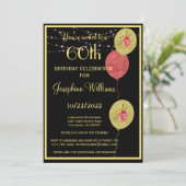 Elegant 60 Sixty Birthday Black Gold Einladung (Stehend Vorderseite)