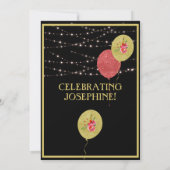 Elegant 60 Sixty Birthday Black Gold Einladung (Rückseite)