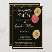 Elegant 60 Sixty Birthday Black Gold Einladung (Vorne/Hinten)