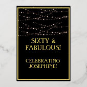 Elegant 60 Sixty Birthday Black REAL Gold Folieneinladung (Rückseite)