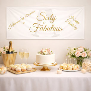 Elegant 60 und Fabelhaft Geburtstagsfeier Weißgold Banner