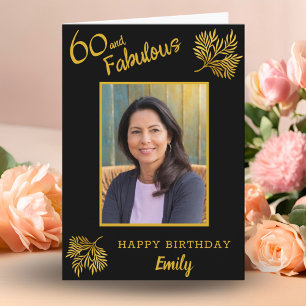 Elegant 60 und Fabelhaft Gold Laub 60. Geburtstag Karte