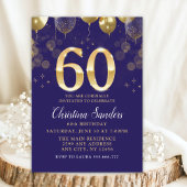 Elegant 60th Birthday Invitation with Gold Ballons Einladung